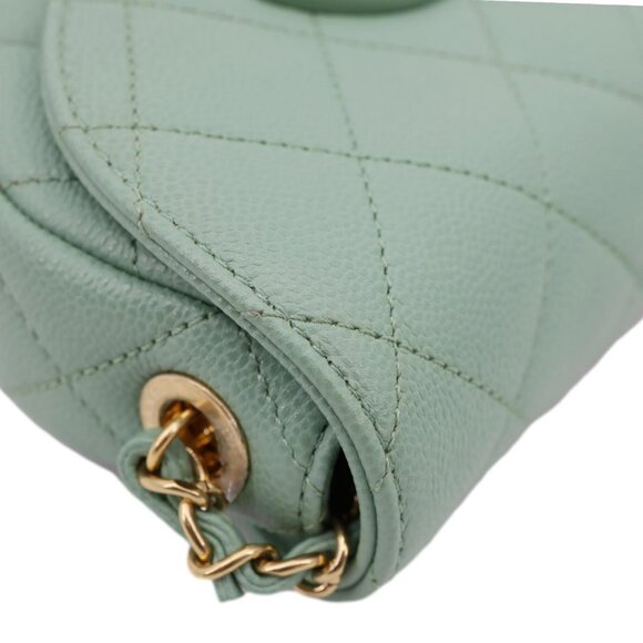 Chanel  Timeless Curved Flap Quilted Leather Chain Shoulder Bag Green - Picture 8 of 14